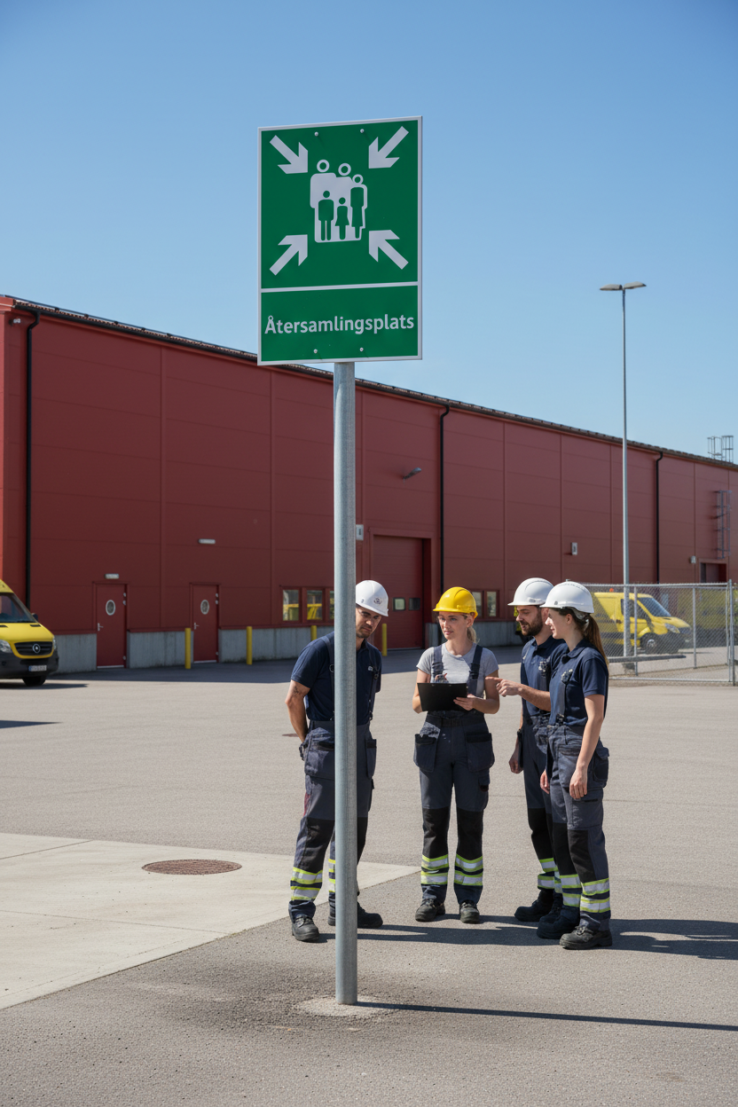 Professional Emergency Assembly Point Sign - Self-Adhesive, PVC Plastic, and Magnetic Options Available in Multiple Sizes