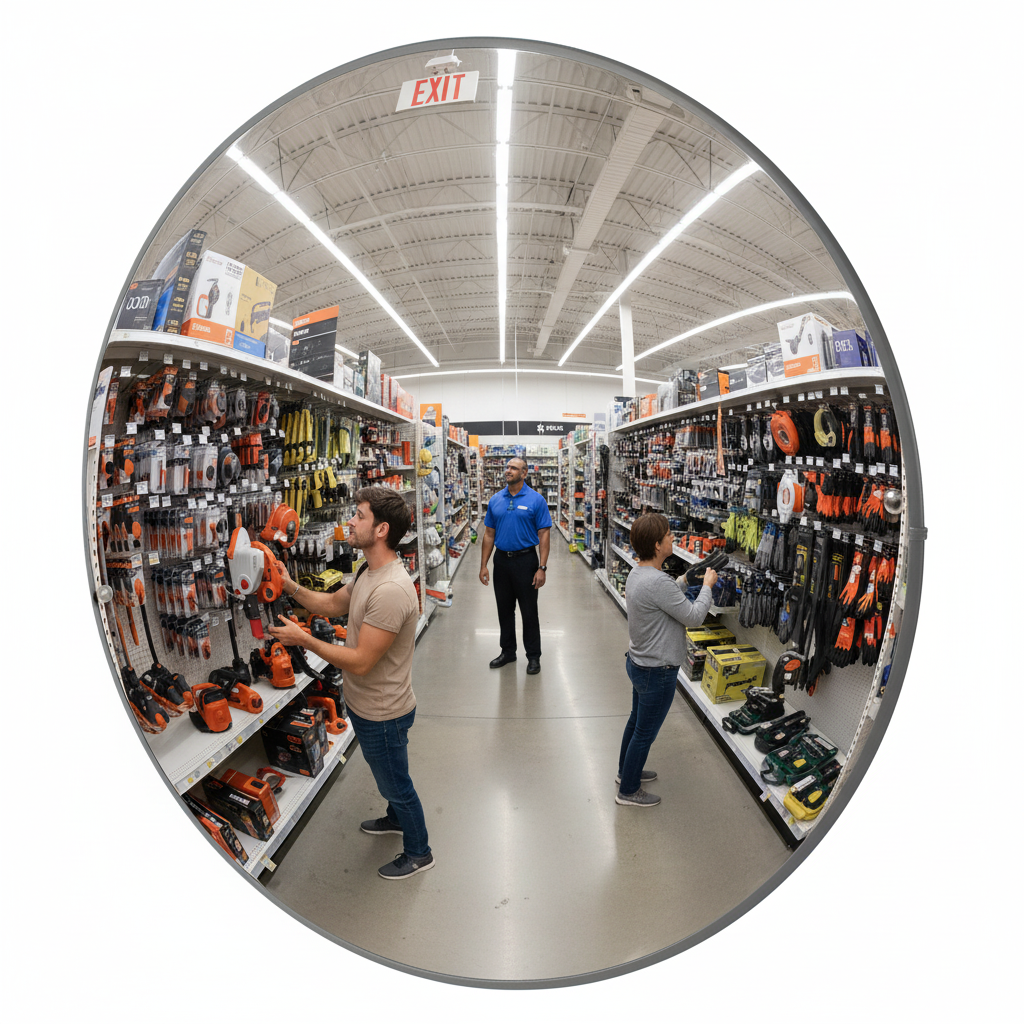 Premium Indoor Convex Security Mirror for Retail Theft Deterrence with Mounting Bracket - 6... - side view | Barriers Co
