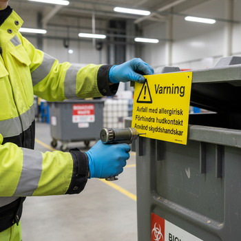Premium Warning Sign for Allergic Waste - Durable Materials and Sizes for Safety in Public and Industrial Environments