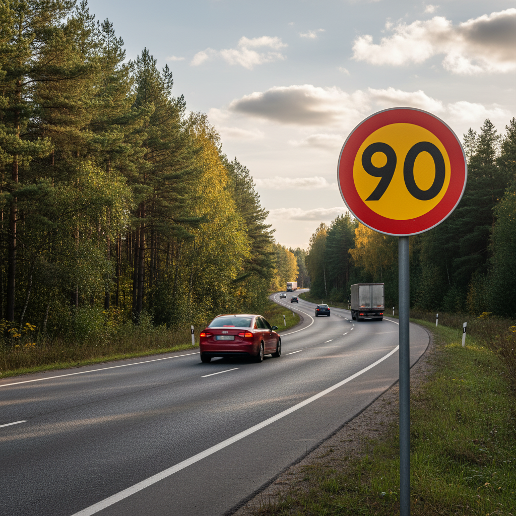 Premium Prohibition Sign - Maximum Speed 90 km/h, Ø 600 mm for Road Safety - High-Quality Professional Grade for Industrial and Commercial Applicat...