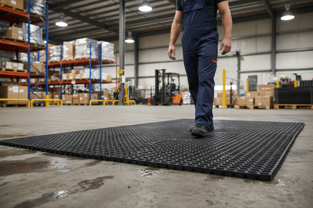 Premium Heavy Duty Anti-Slip Rubber Mat with Interlocking Design for Wet and Dry Environments