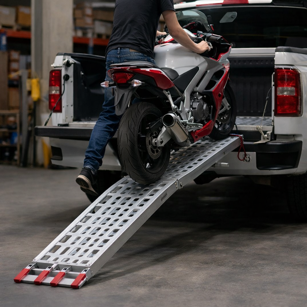 Motorcycle Loading Ramp – 1500mm x 285mm – Double Support Bar – Portable