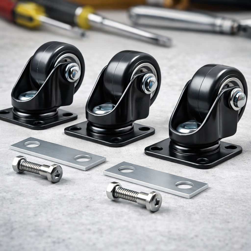 Set of Three Wheels – Black – Easy Manoeuvre – Commercial Use