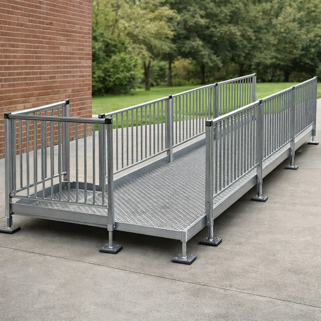 Modular Wheelchair Ramp Kit – 1080mm x 4000mm – Balustrade Handrails – Mobility Access