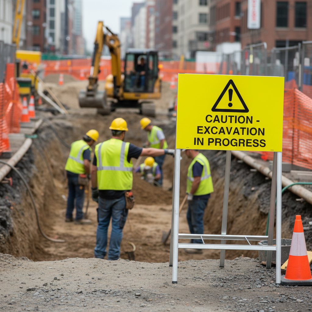 Professional Warning Sign for Construction Work - Durable Materials and Multiple Sizes for Safety and Visibility