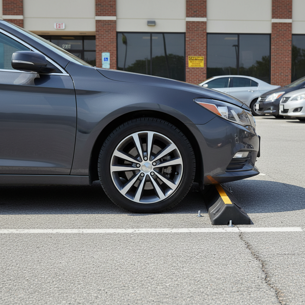 Heavy Duty Wheel Stop 1000mm Long - Durable Rubber with Easy Installation and High Visibility... - side view | Barriers Co