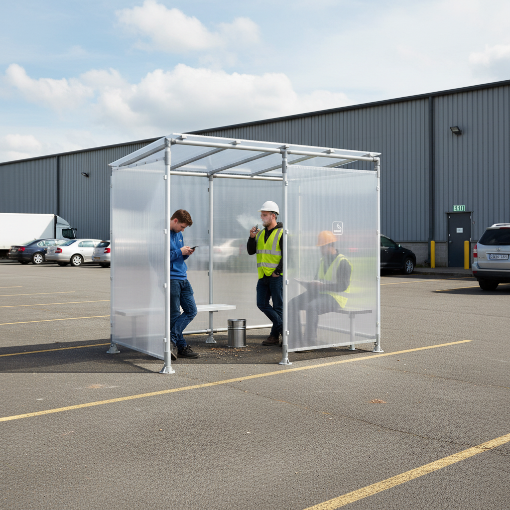 Premium Lightweight Smoking and Vaping Shelter in Aluminium and Polycarbonate - Weather-Resistant with High Ventilation Optio
