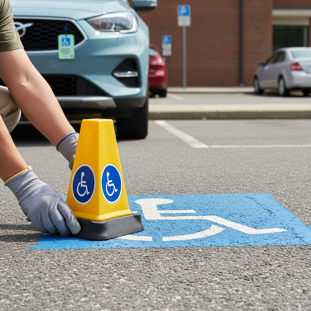 Professional Heavy Duty Disabled Parking Cone with Low Centre of Gravity for Temporary Event Marking | Barriers Co