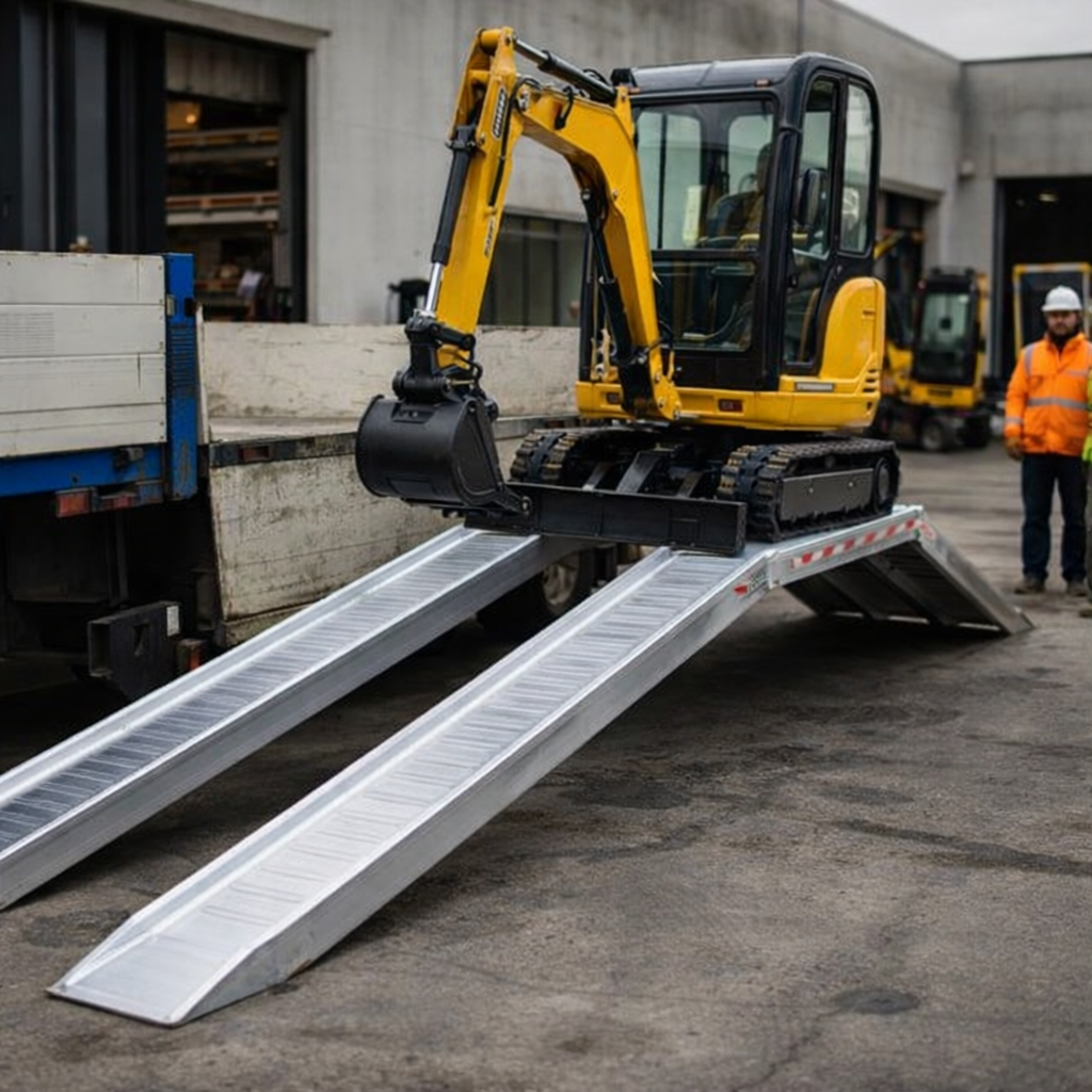 Aluminium Loading Ramps – 4500x400mm – 3325kg Capacity – Plant & Digger Use