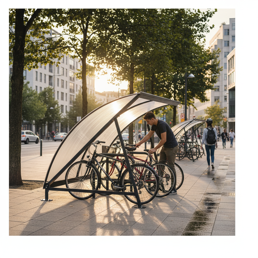 Premium Moonshape Bike Shelter Extension Unit with Optional Internal Bike Rack for 6 Cycles and... - side view | Barriers Co