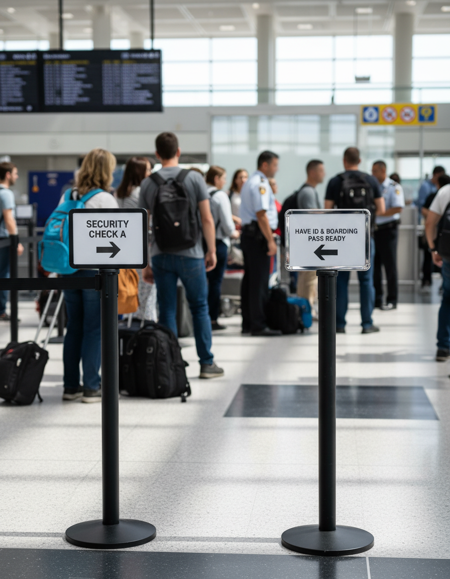 Premium Sign Holder for Barrier Posts - A4 & A3 Sizes with Clear Acrylic Panels for Queue Management
