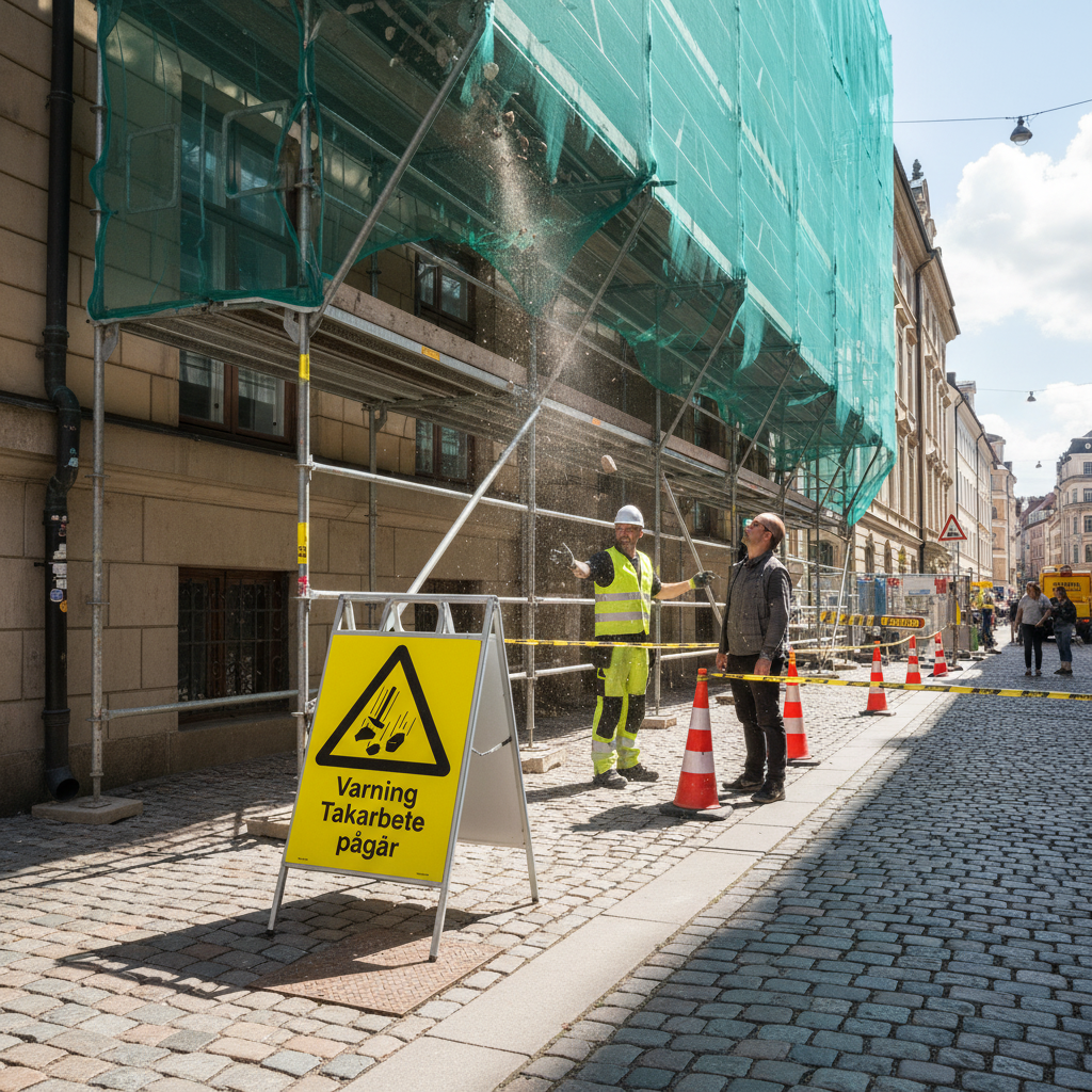Premium Warning Sign for Roof Work - Durable Materials, Easy Installation, and High Visibility for Safety Precautions