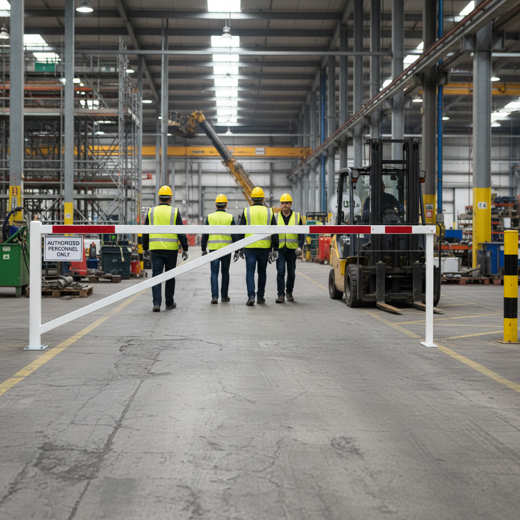 Premium Adjustable Swivel Barrier with Extendable Boom for Temporary Access and Maintenance Work - Detail View | Barriers Co
