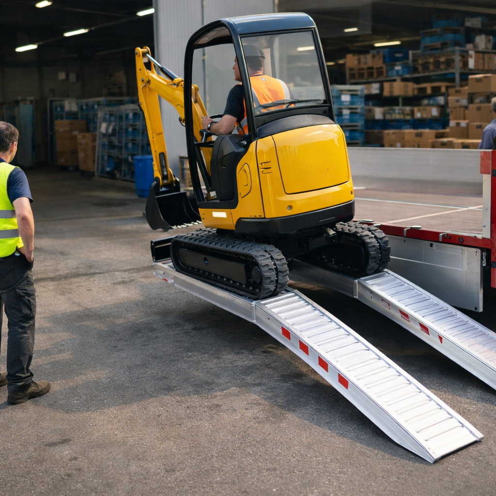 Extra Wide Aluminium Loading Ramps – 4500x400mm – 2750kg Capacity – Plant & Mini Digger Use