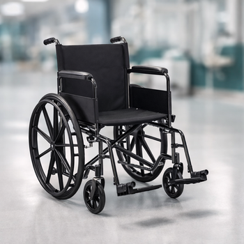 Steel Wheelchair – White – 115kg Capacity – Indoor/Outdoor Use