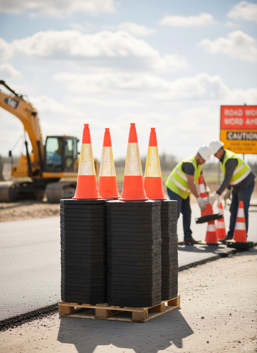 Premium Traffic Cone Package 100 cm with Integrated Rubber Base and Reflective Strip for Enhanced Visibility - 100-Pack