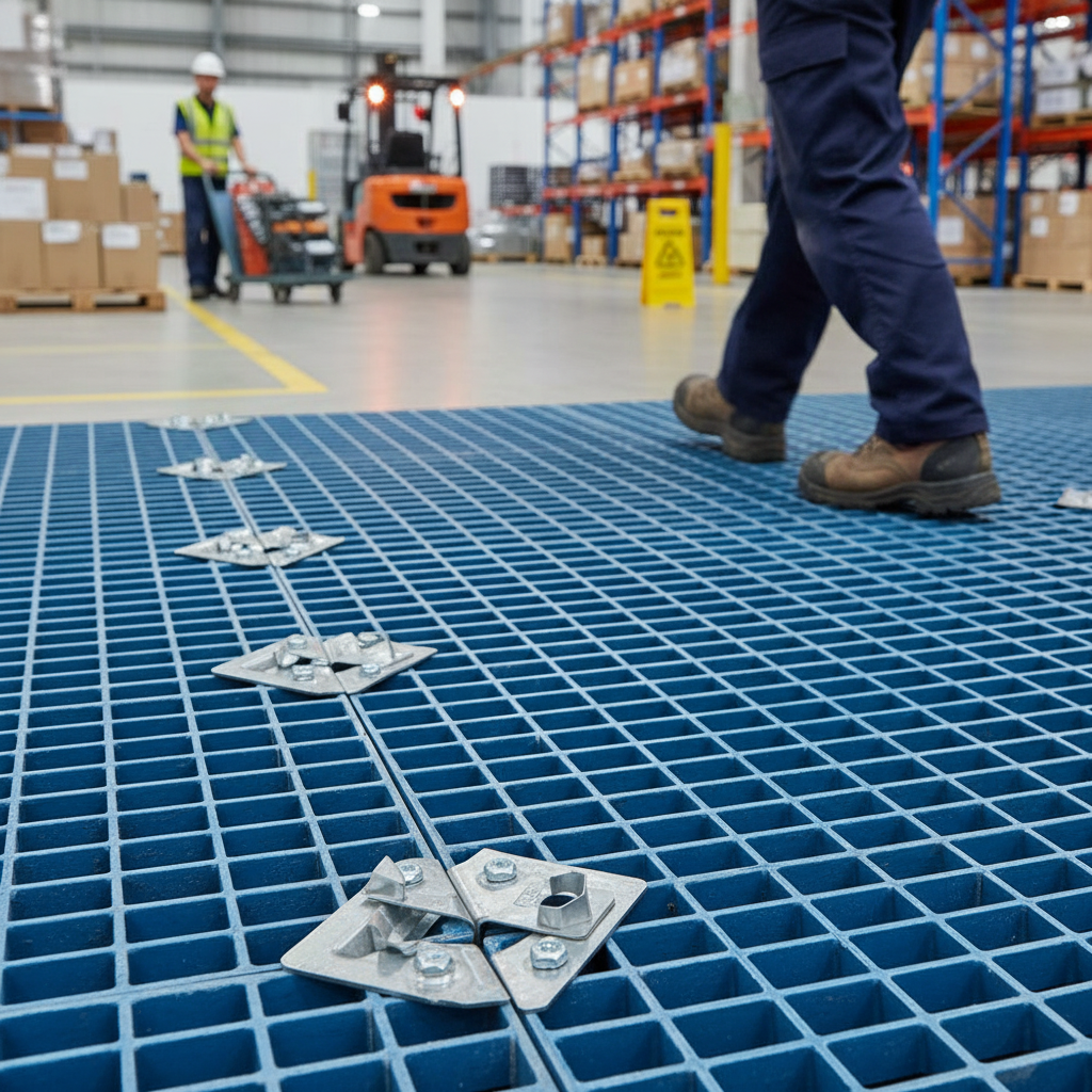 Heavy Duty Square Fixing Clip for GRP Anti-Slip Grating - Corrosion-Resistant Stainless Steel - side view | Barriers Co