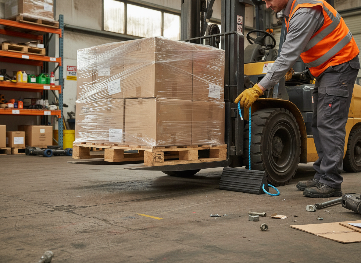 Premium Heavy Duty Rubber Wheel Chock with Blue Rope for Aircraft Ground Operations - 170mm x 155mm x 333mm