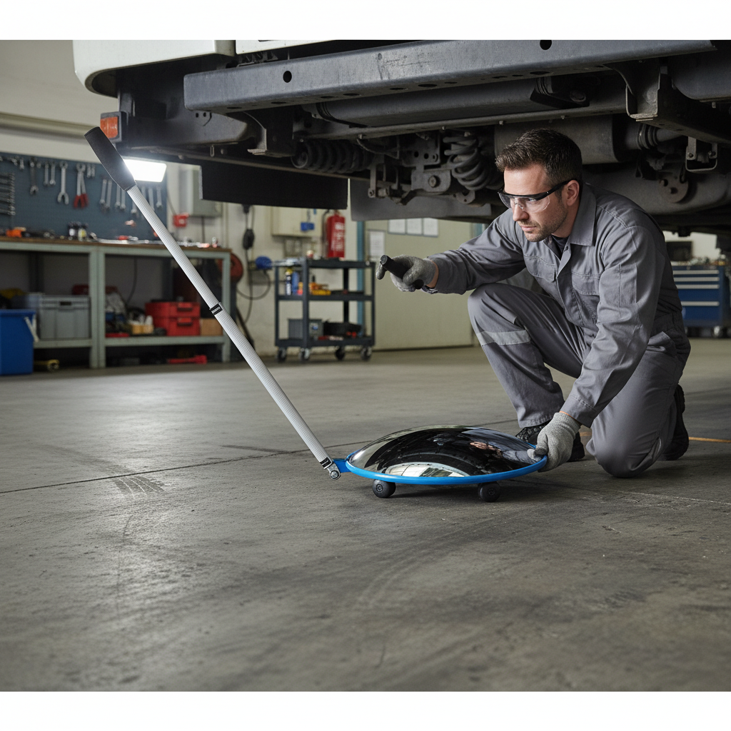 Premium Vision Inspection Mirror with Castor Wheels and Telescopic Handle for Vehicle Checkpoints | Barriers Co