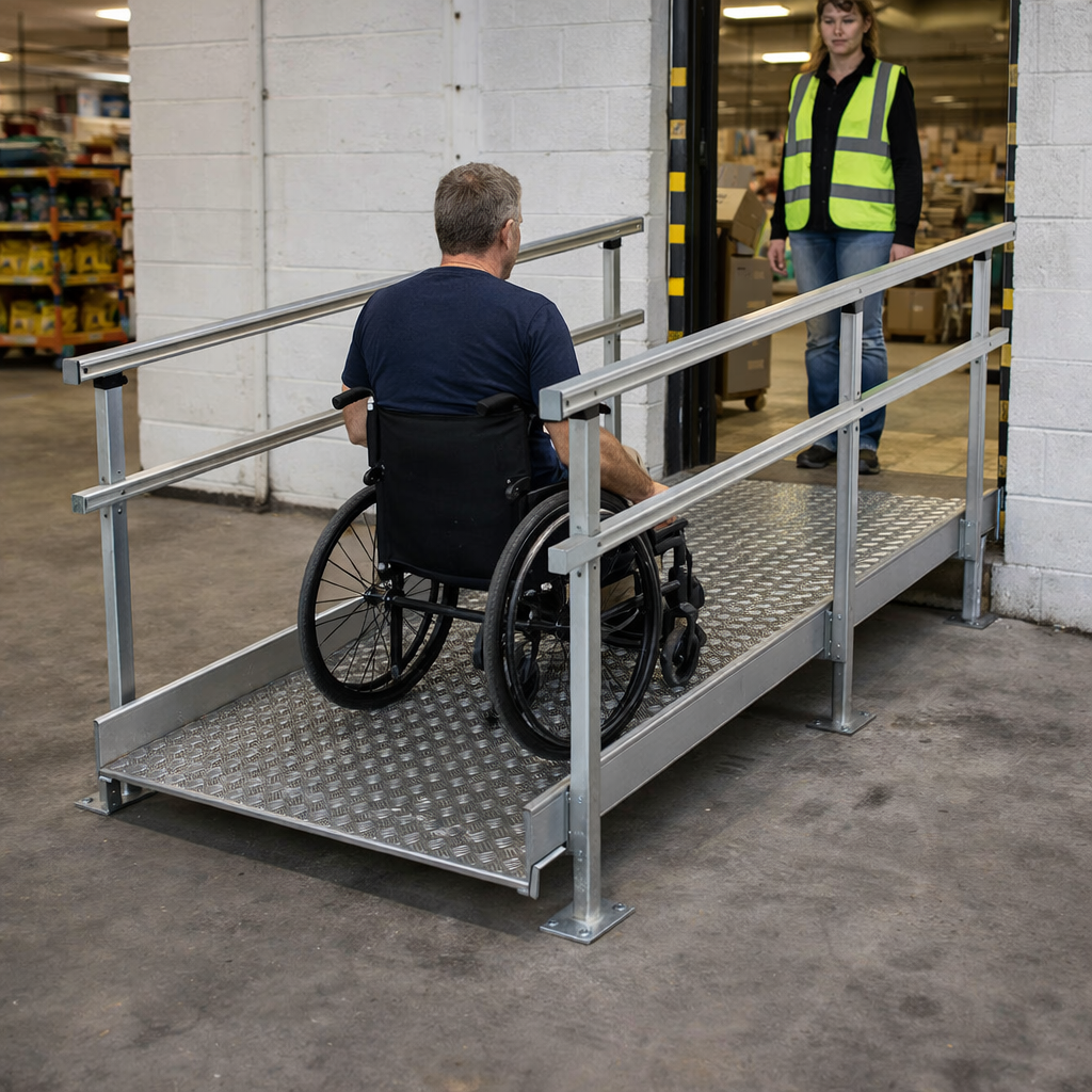 Modular Ramp Kit – 1100mm x 1360mm – Double Height Handrails – Portable