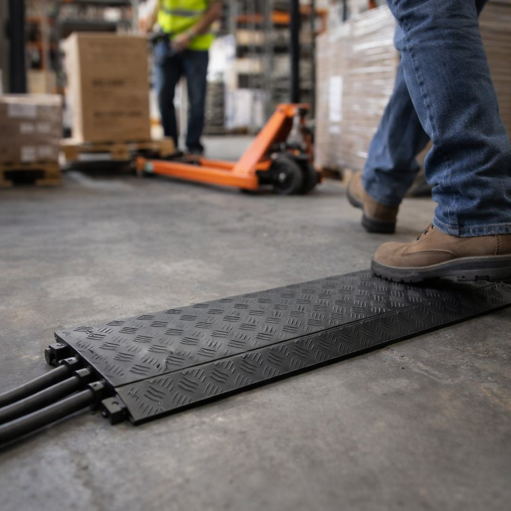 Cable Protector – Black – 6 Channels, 2000kg Capacity – Indoor/Outdoor Use