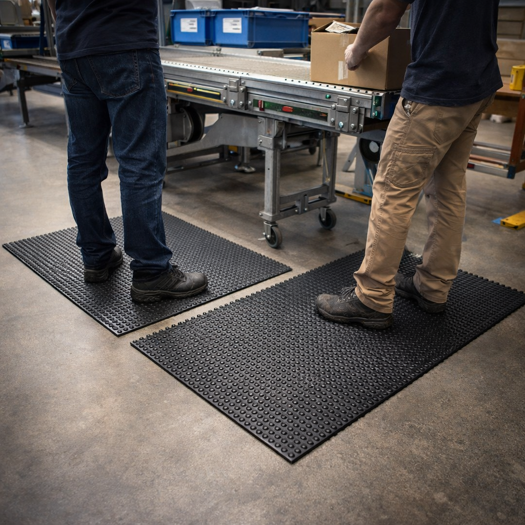 Heavy Duty Interlocking Rubber Mat – 91 cm x 91 cm – Anti-Fatigue – Industrial Use