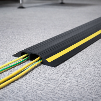 2-Channel Floor Cable Protector – Channel Size 30mm x 10mm – Heavy Duty – Indoor/Outdoor Use