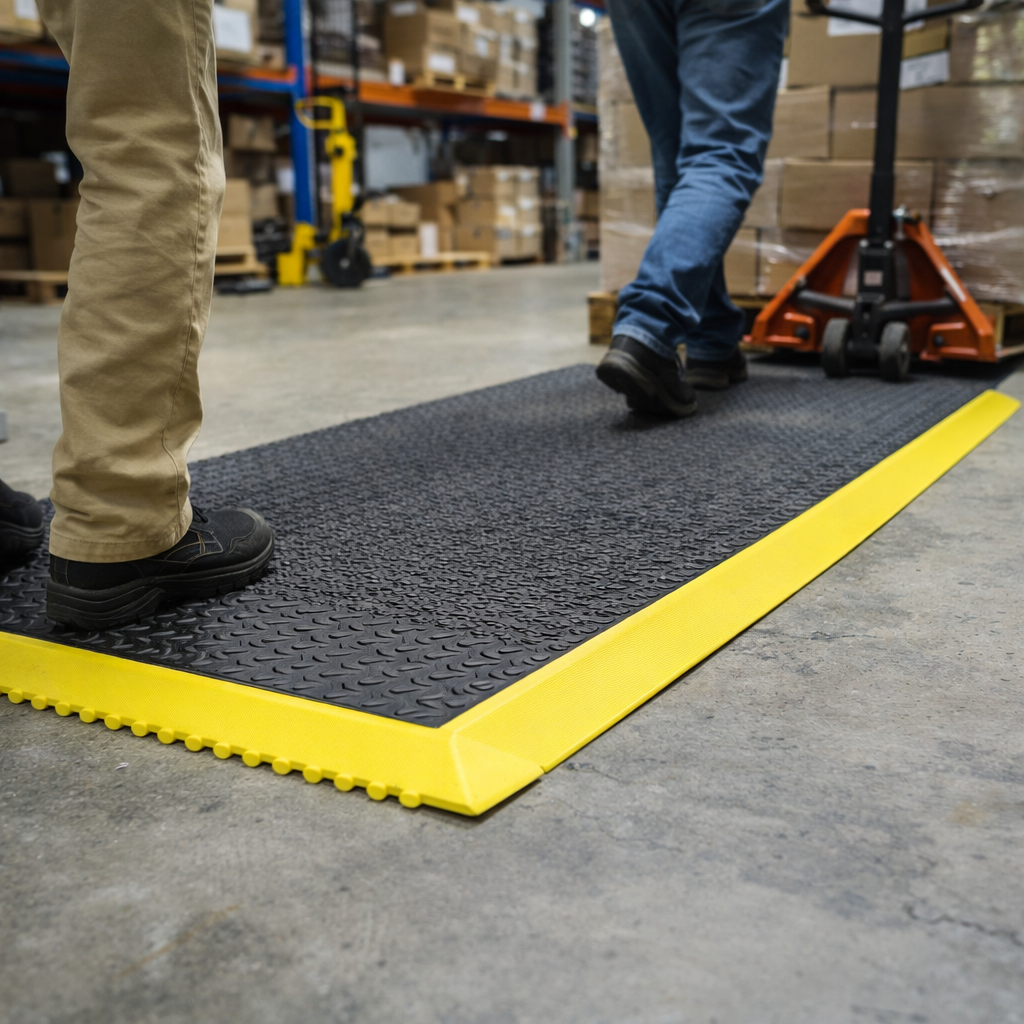 Interlocking Nitrile Ramp – 91cm Yellow – Anti-Slip – Industrial Flooring
