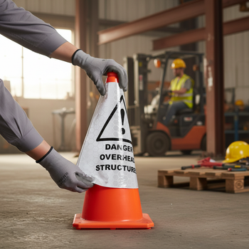 Premium Traffic Cone Sleeve for Overhead Warning - Weather-Resistant Reflective Design with Pocketed Seal