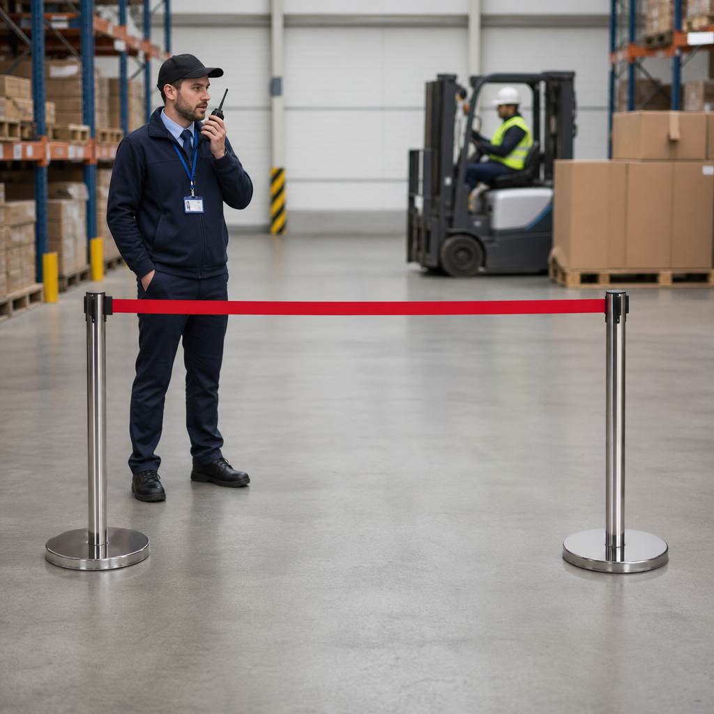 Eco Belt Stanchion Set with Red Belt for Event Management (Pack of 2)