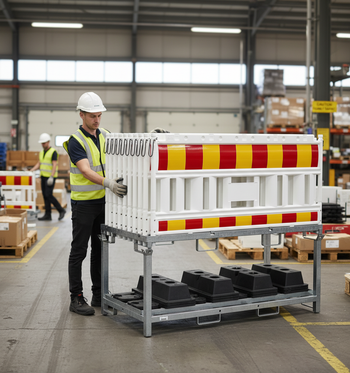 Premium Complete Panel Fence Set with Reflective Foil, Foot Plates, and Transport Rack for Site Safety and Crowd Control