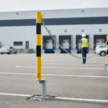 Premium Steel Chain Bollard with Ground Spike Ø60 mm for Quick and Secure Perimeter Marking in Outdoor Environments