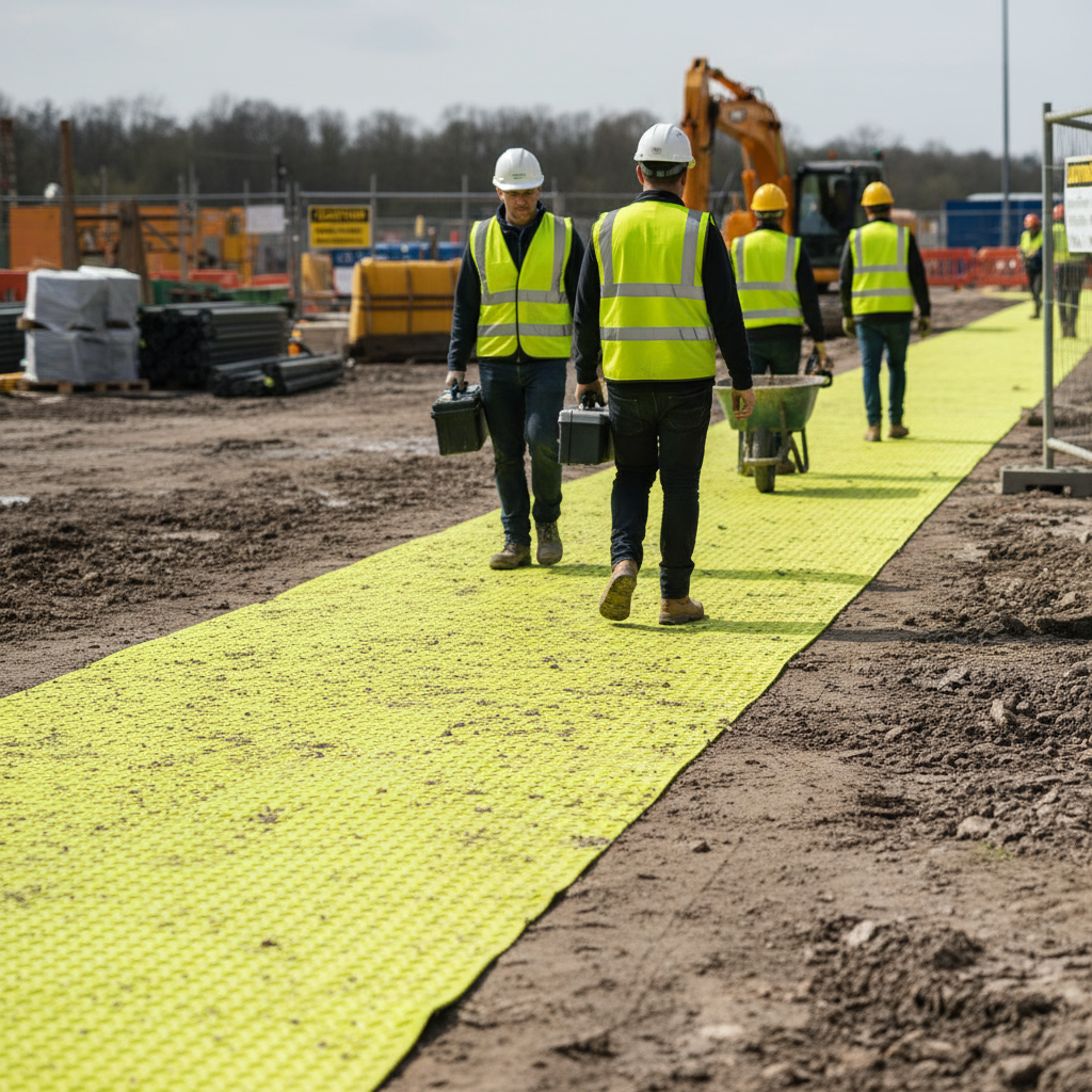 Premium High-Visibility Anti-Slip Walkway Matting - 100cm x 10m Roll for Construction Sites and... - side view | Barriers Co