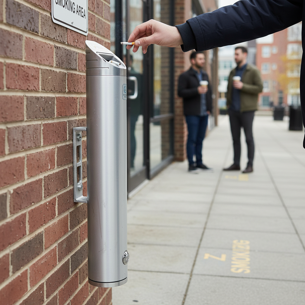 Premium Wall Mounted Aluminium Ashtray Bollard - Durable and High-Performance Outdoor Waste... - side view | Barriers Co