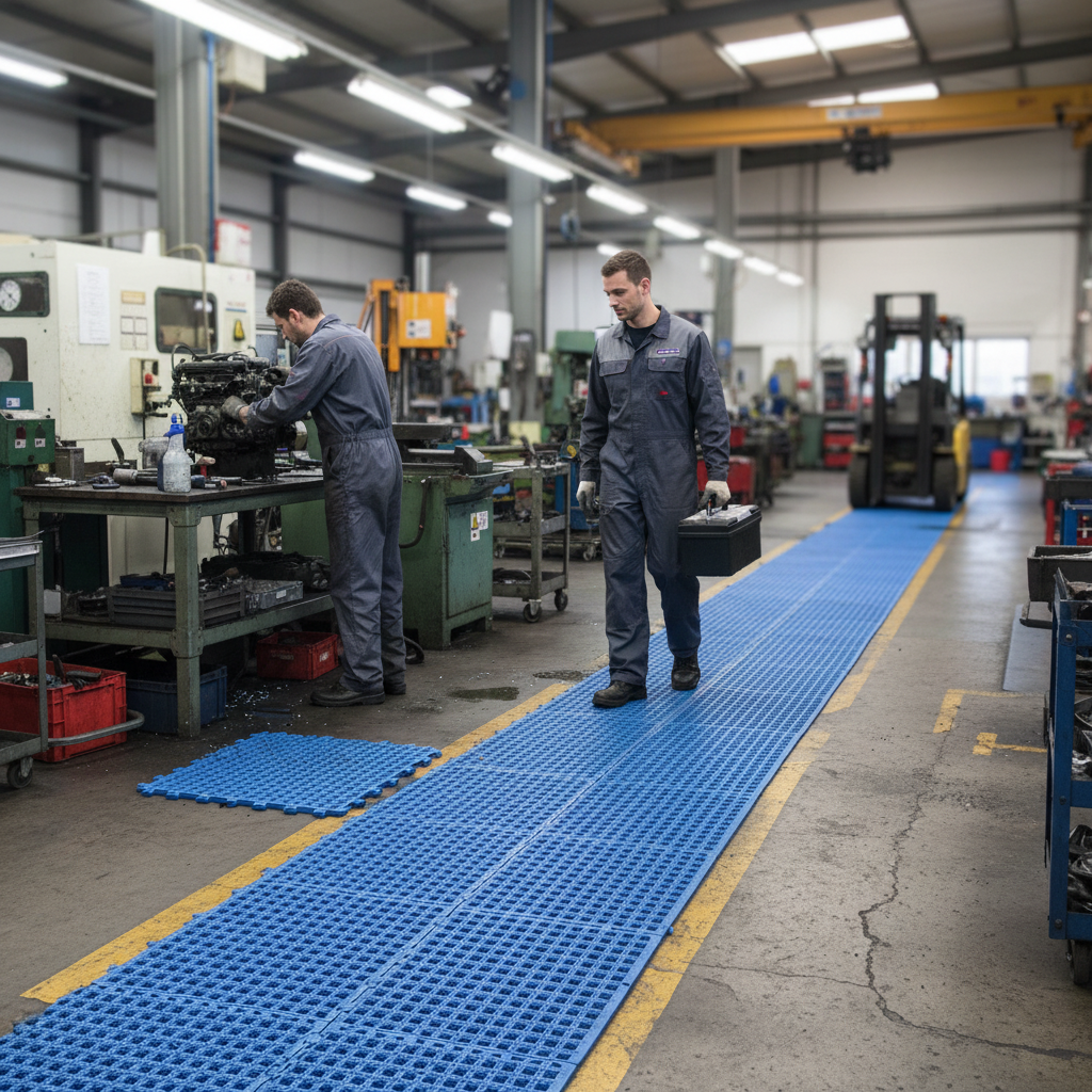 Premium PVC Interlocking Anti-Slip Matting Tile for Traction and Safety in Commercial Applications - side view | Barriers Co