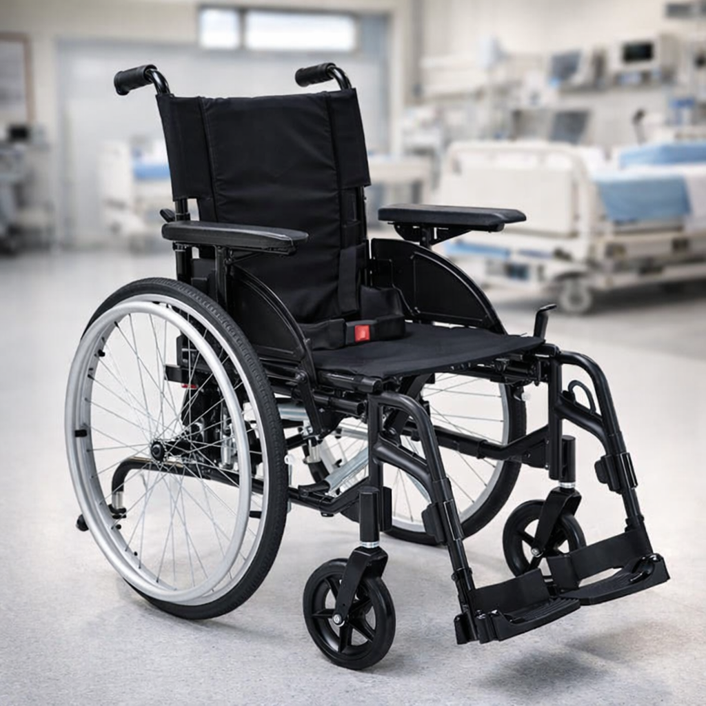 Self-Propelled Wheelchair – Black – 125kg Capacity – Indoor/Outdoor