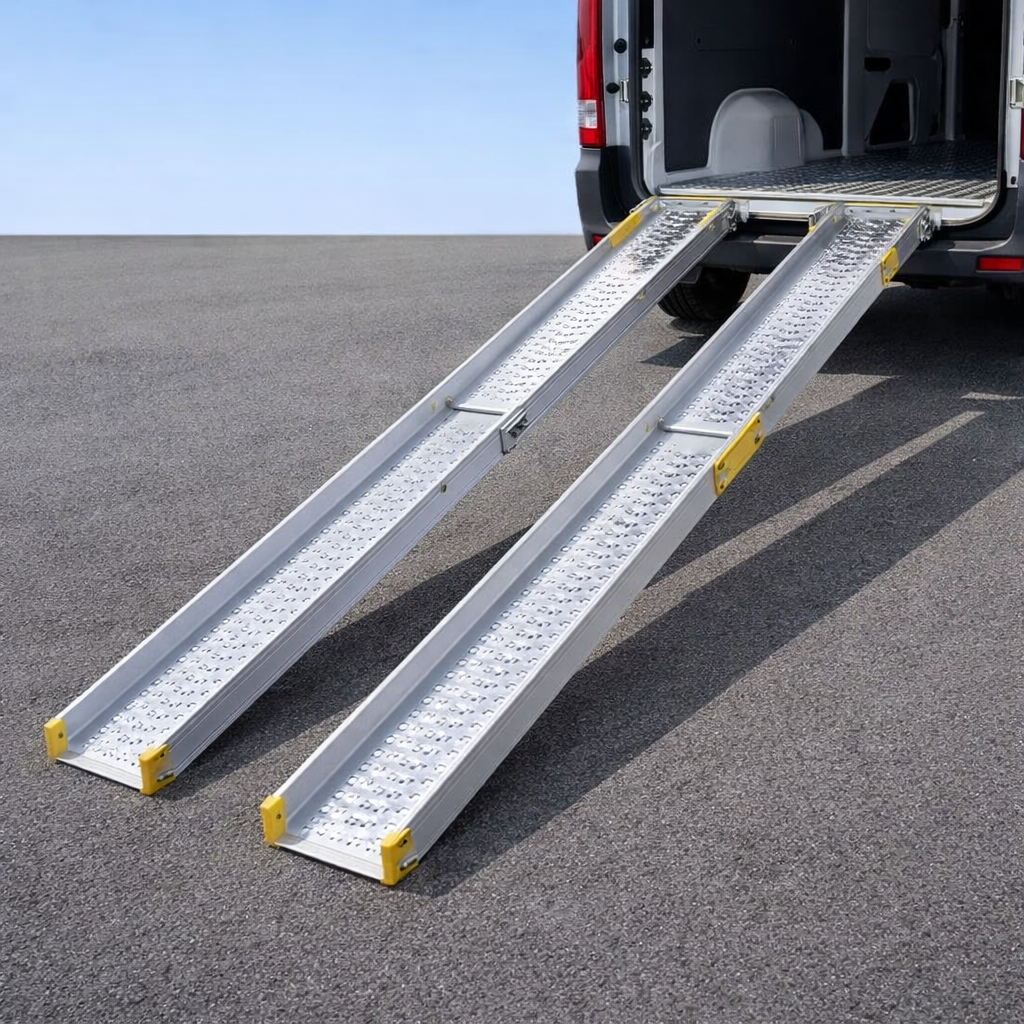 Folding Telescopic Wheelchair & Bridge Ramps – 7ft-10ft – Dual Purpose – Indoor/Outdoor