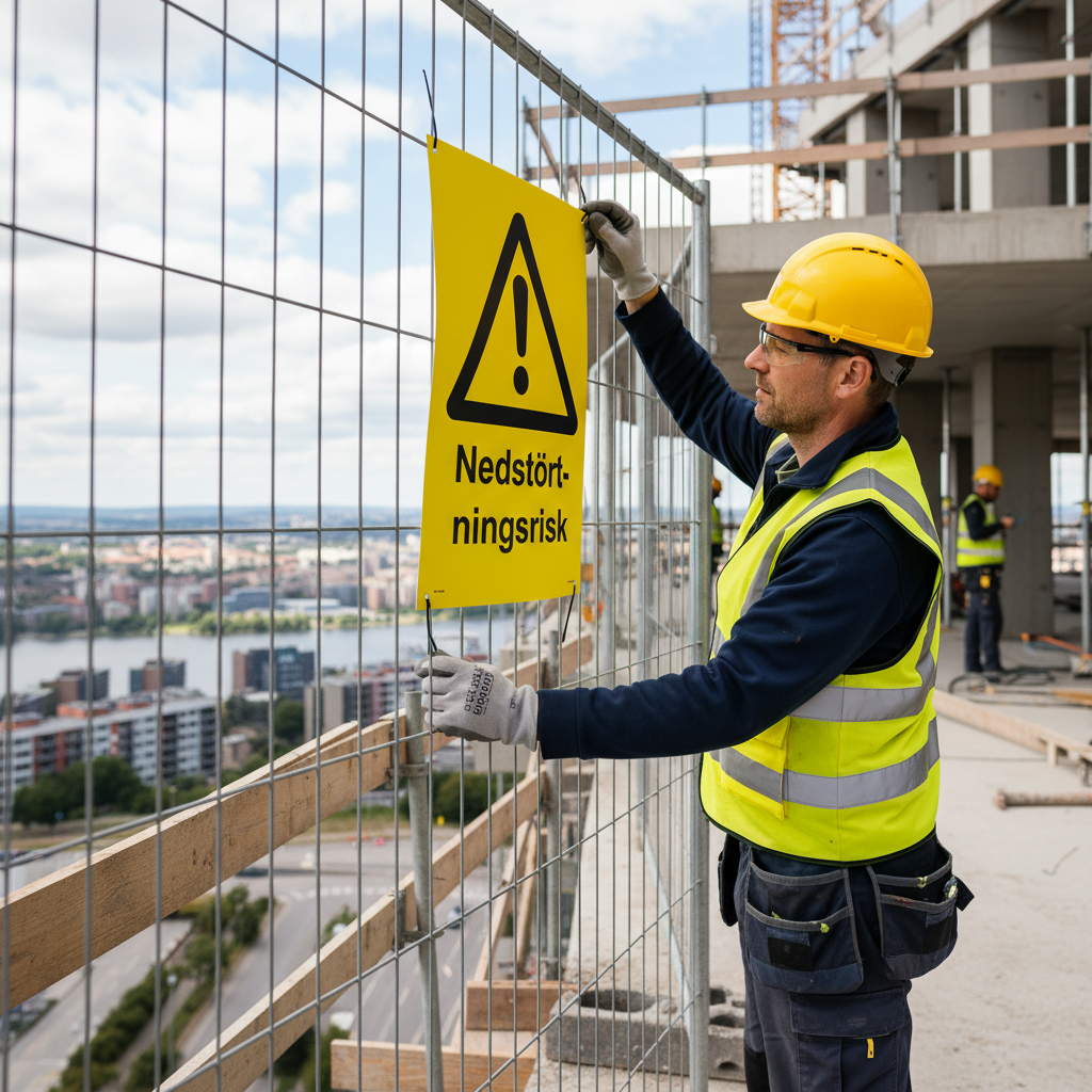 Premium Warning Sign for Risk of Falling Objects - Self-Adhesive, Plastic, Magnetic, and Aluminum Options Available
