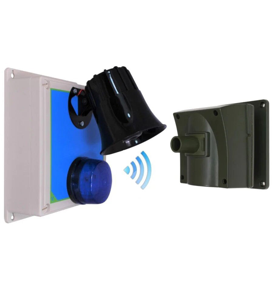Driveway Alarm (With Multiple Lens Caps) & Outdoor Loud Siren & Flashing LED Receiver