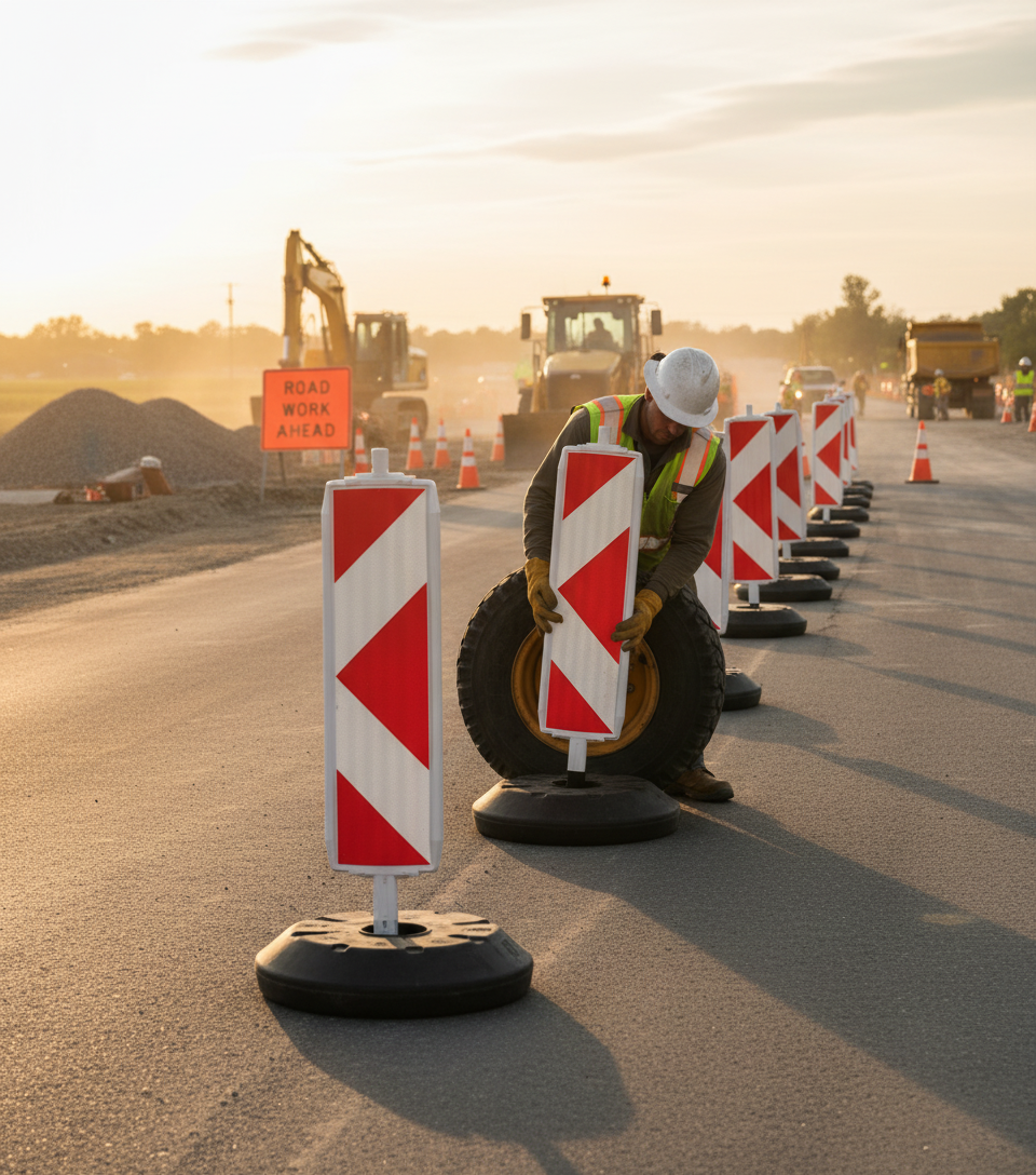 Premium Plastic Traffic Panel Type 60 - Lightweight Construction with Reflective Film for High Visibility and Directional Guidance