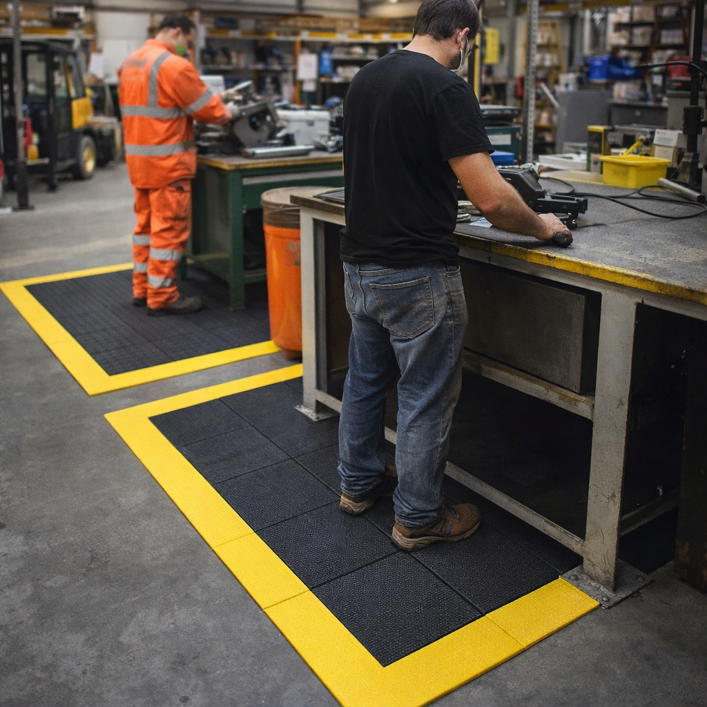 Anti-Fatigue Mat – 91cm x 91cm – Rubber, 19mm Thick – Industrial Use