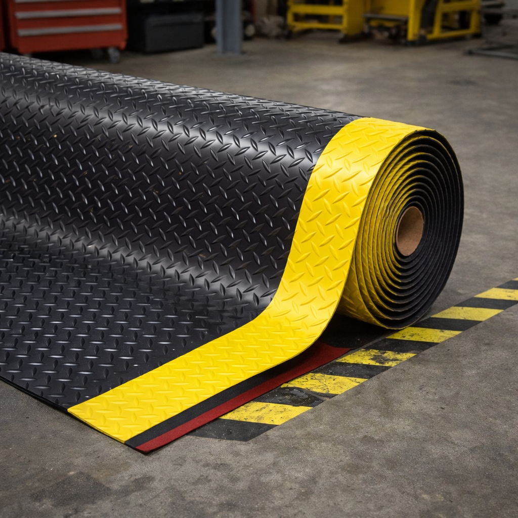 Anti-Fatigue Floor Mat – Black & Yellow – 14mm Thick – Industrial Use