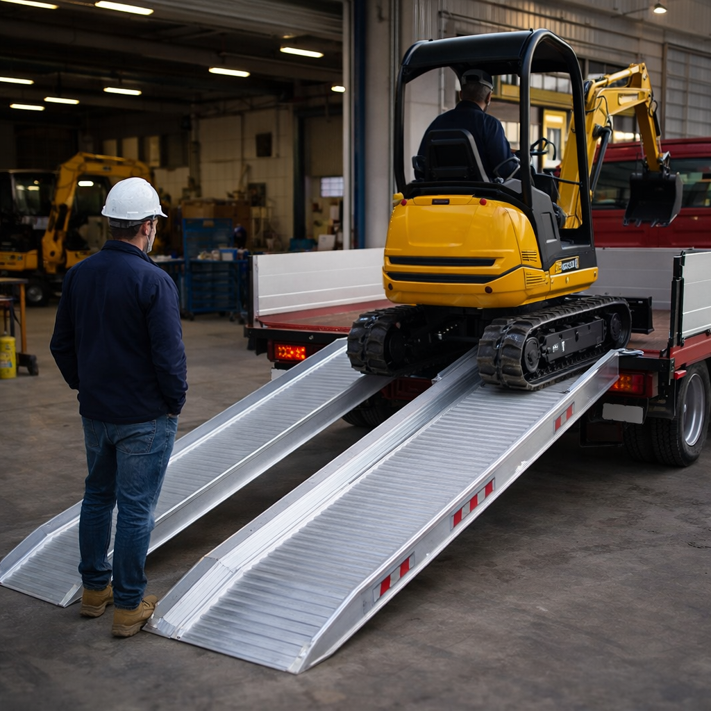 Extra Wide Aluminium Loading Ramps – 4500mm x 400mm – 1800kg Capacity – Plant & Mini Digger
