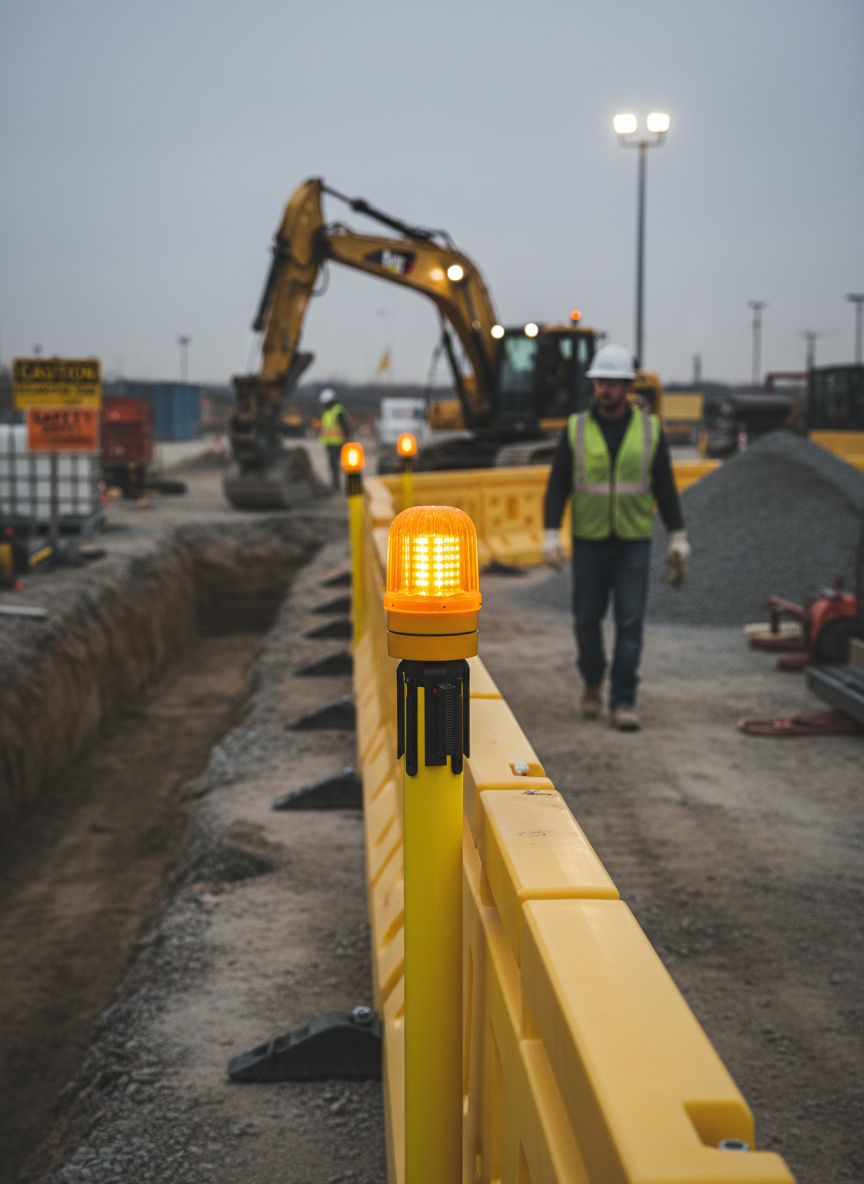 Premium High-Performance Safety Light for Retractable Belt Barriers - Long Battery Life and Easy Installation