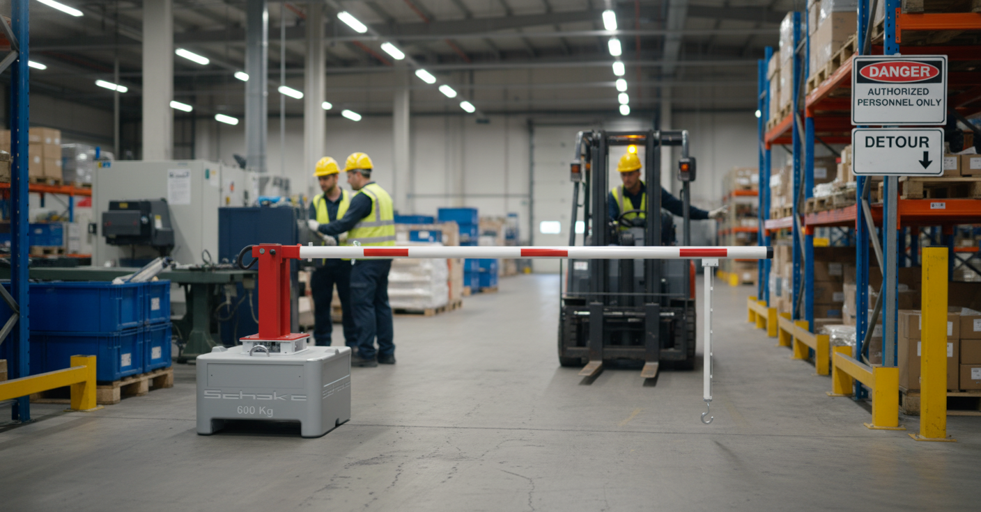 Premium Mobile Manual Barrier with Heavy-Duty Concrete Base for Temporary Access Control and Various Locking Options