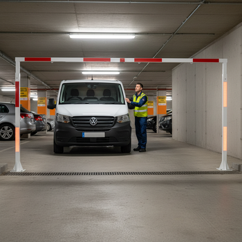 Premium Universal Fixed Height Restrictor Barrier for Vehicle Access Control - Adjustable, Durable Frame, Red Reflective Bands