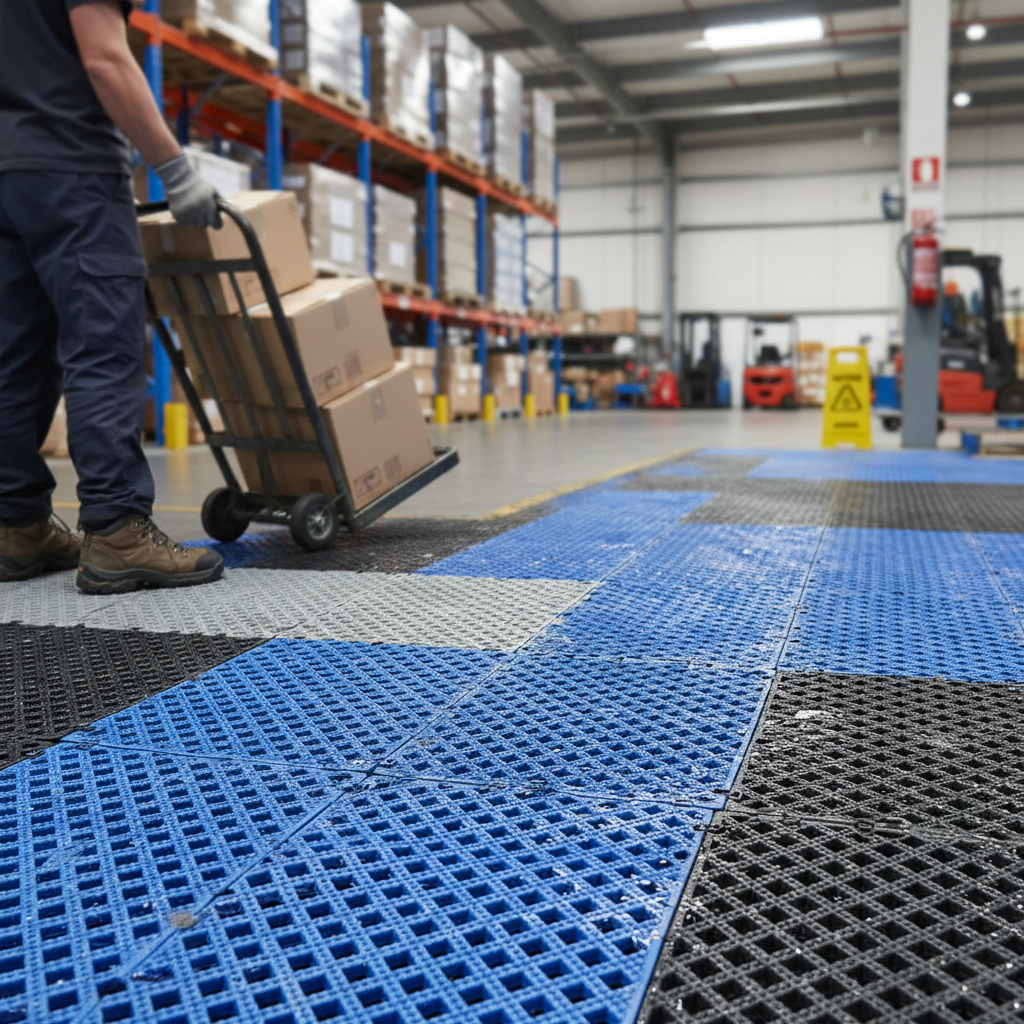 Premium PVC Interlocking Anti-Slip Matting Tile for Traction and Safety in Commercial Applications | Barriers Co