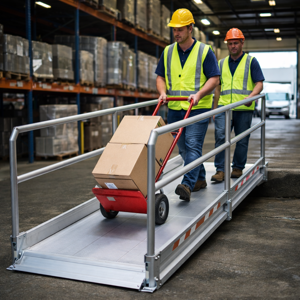 Pedestrian Ramps – 1990mm Long x 1000mm Wide – Handrails – Indoor/Outdoor