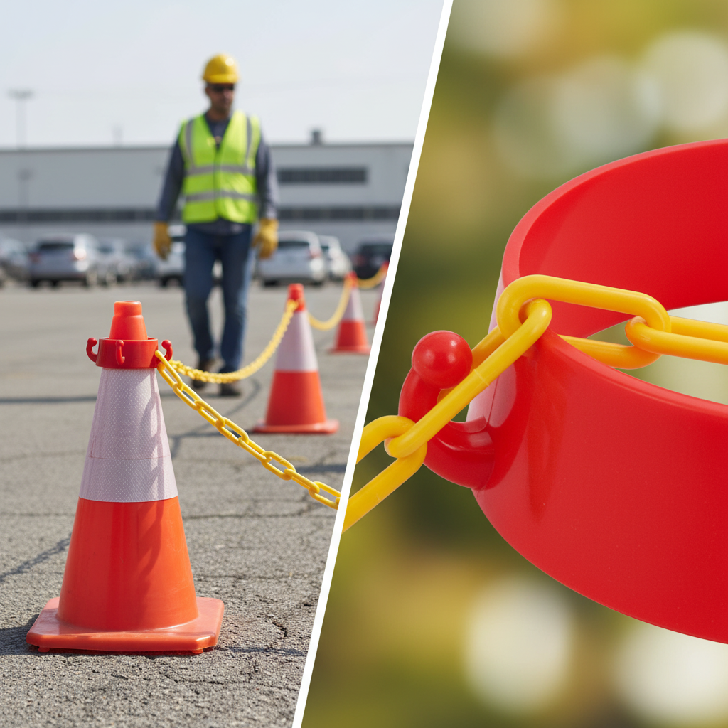 Premium Cone Chain Connector Holder for Traffic Cones - High Visibility, Stackable Design for Compact Storage | Barriers Co