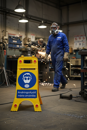 Premium Floor Standing Sign for Respiratory Protection Usage - Durable and Lightweight with High Visibility Reflectors